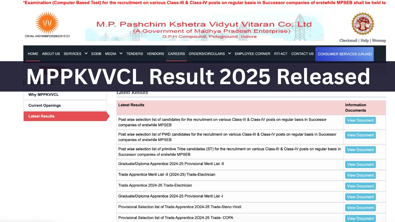 MPPKVVCL Result 2025 Released