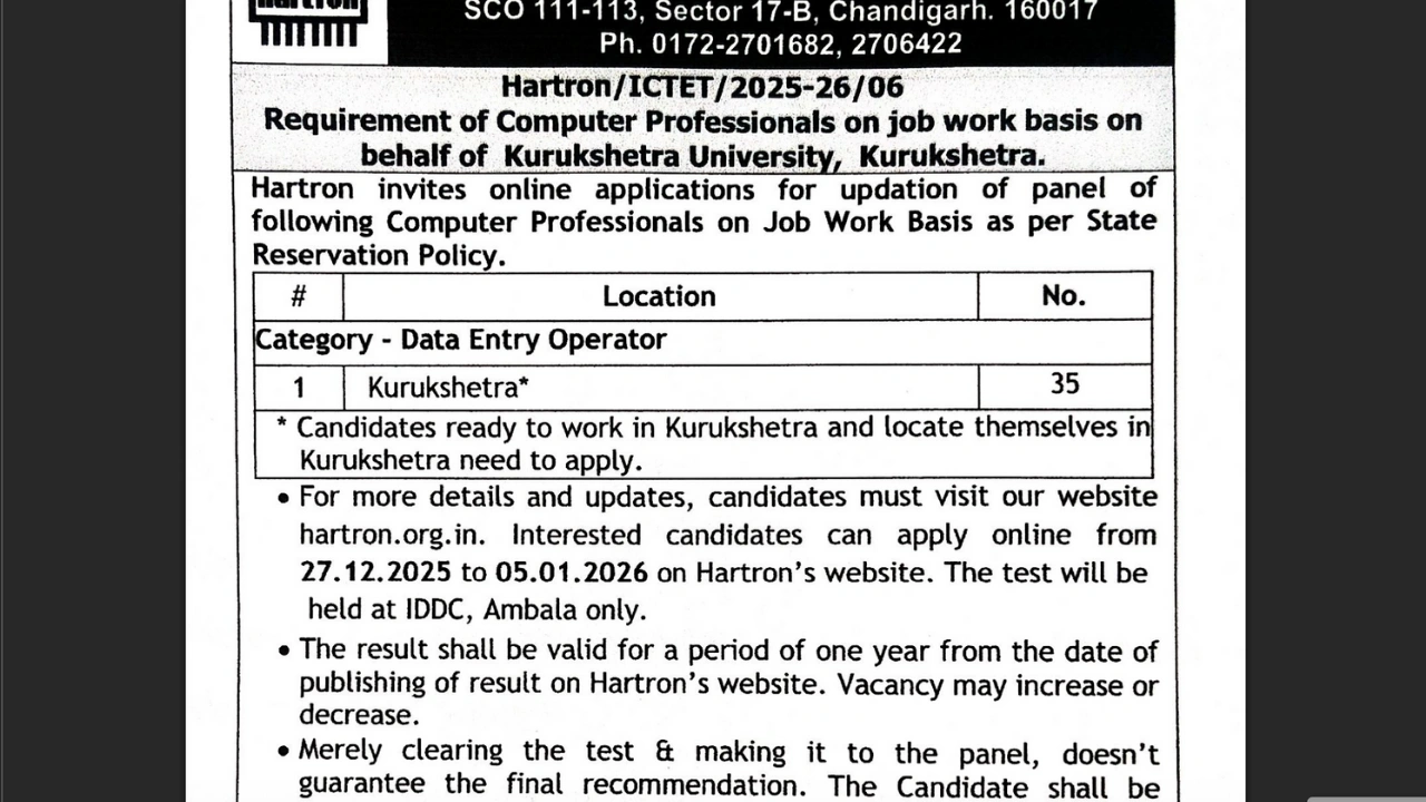 Haryana HARTRON DEO Recruitment 2026